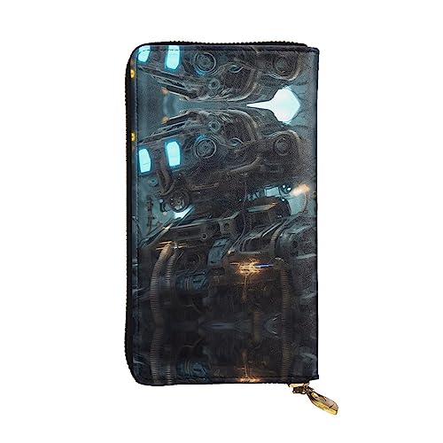 XZDCAL Future Robot Modische Leder Lange Clutch Geldbörse für Mädchen und Frauen mit mehreren Fächern, Schwarz, One Size, Schwarz , Einheitsgröße von XZDCAL