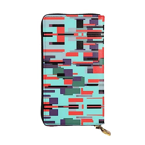 XZDCAL Gestreifte Kombination Modische Leder Lange Clutch Geldbörse für Mädchen und Frauen mit mehreren Fächern, Schwarz, One Size, Schwarz , Einheitsgröße von XZDCAL