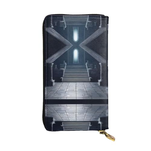 XZDCAL GhostlyGathering Mode Leder Lange Clutch Geldbörse für Mädchen und Frauen mit Mehrere Fächer Schwarz One Size, Schwarz , Einheitsgröße von XZDCAL