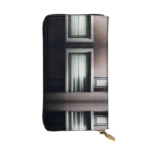 XZDCAL GhostlyGlimpses Mode Leder Lange Clutch Geldbörse für Mädchen und Frauen mit Mehrere Fächer Schwarz One Size, Schwarz , Einheitsgröße von XZDCAL