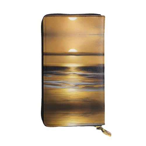 XZDCAL Golden Horizon Modische Leder Lange Clutch Geldbörse für Mädchen und Frauen mit mehreren Fächern Schwarz One Size, Schwarz , Einheitsgröße von XZDCAL