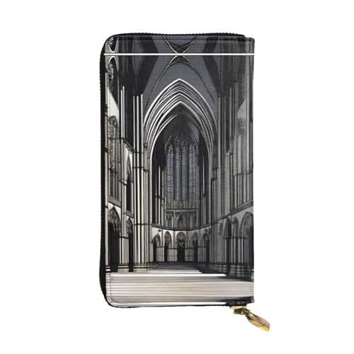 XZDCAL Gothic Cathedrals Mode Leder Lange Clutch Geldbörse für Mädchen und Frauen mit Mehrere Fächer Schwarz One Size, Schwarz , Einheitsgröße von XZDCAL