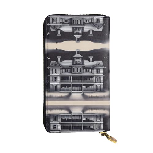 XZDCAL HorrorHaven Modische Leder Lange Clutch Geldbörse für Mädchen und Frauen mit mehreren Fächern Schwarz One Size, Schwarz , Einheitsgröße von XZDCAL