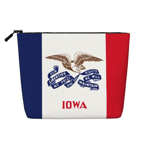 XZDCAL Iowa Make-up-Tasche mit Staatsflagge, einlagig, Leinenoptik, mit Reißverschluss, für den täglichen Gebrauch oder auf Reisen, Schwarz, Einheitsgröße, Schwarz , Einheitsgröße von XZDCAL