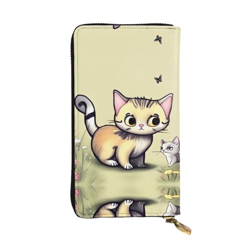 XZDCAL Katze und Schmetterling Mode Leder Lange Clutch Geldbörse für Mädchen und Frauen mit mehreren Fächern Schwarz One Size, Schwarz , Einheitsgröße von XZDCAL