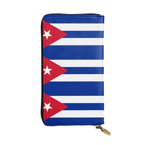 XZDCAL Kubanische Flagge Mode Leder Lange Clutch Geldbörse für Mädchen und Frauen mit mehreren Fächern, Schwarz, Einheitsgröße, Schwarz , Einheitsgröße von XZDCAL