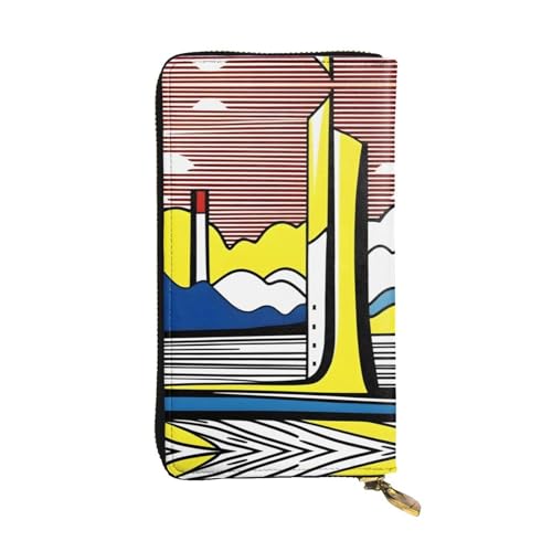 XZDCAL Lichtenstein Mode Leder Lange Clutch Portemonnaie für Mädchen und Frauen mit Mehreren Fächern Schwarz One Size, Schwarz , Einheitsgröße von XZDCAL