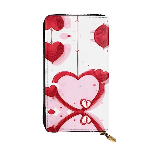 XZDCAL Little Red Heart Modische Leder Lange Clutch Geldbörse für Mädchen und Frauen mit mehreren Fächern, Schwarz, One Size, Schwarz , Einheitsgröße von XZDCAL