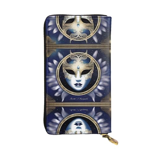 XZDCAL MoonlitMasquerade Modische Leder Lange Clutch Geldbörse für Mädchen und Frauen mit mehreren Fächern Schwarz One Size, Schwarz , Einheitsgröße von XZDCAL