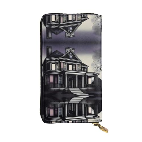 XZDCAL MorbidMansion Modische Leder Lange Clutch Geldbörse für Mädchen und Frauen mit mehreren Fächern Schwarz One Size, Schwarz , Einheitsgröße von XZDCAL