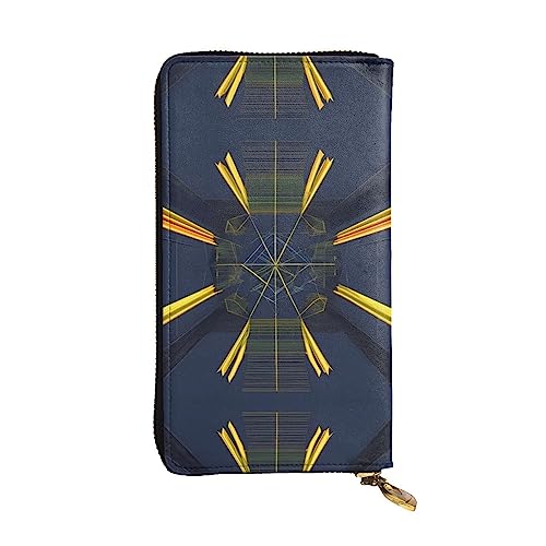 XZDCAL Multidimensionale Space Fashion Leder Lange Clutch Geldbörse für Mädchen und Frauen mit mehreren Fächern, Schwarz, Einheitsgröße, Schwarz , Einheitsgröße von XZDCAL