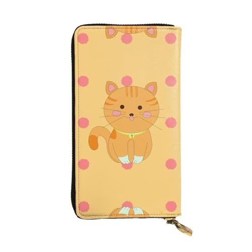 XZDCAL Niedliche Cartoon-Kätzchen-modische Leder-lange Clutch-Geldbörse für Mädchen und Frauen mit mehreren Fächern, Schwarz, Einheitsgröße, Schwarz , Einheitsgröße von XZDCAL