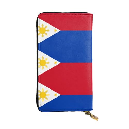 XZDCAL Philippinische Flagge Mode Leder Lange Clutch Geldbörse für Mädchen und Frauen mit mehreren Fächern, Schwarz, Einheitsgröße, Schwarz , Einheitsgröße von XZDCAL