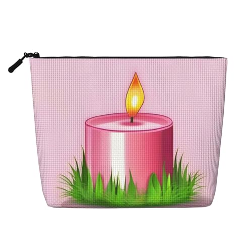 XZDCAL Pinke Kerze, einlagige Make-up-Tasche in Leinenoptik mit Reißverschluss, für den täglichen Gebrauch oder auf Reisen, Schwarz, Einheitsgröße, Schwarz , Einheitsgröße von XZDCAL