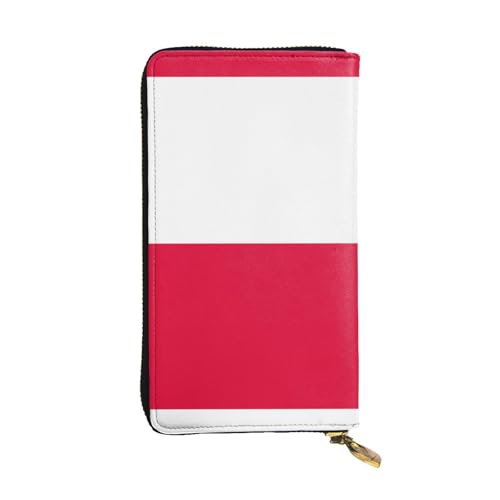 XZDCAL Polnische Flagge Mode Leder Lange Clutch Geldbörse für Mädchen und Frauen mit mehreren Fächern, Schwarz, Einheitsgröße, Schwarz , Einheitsgröße von XZDCAL