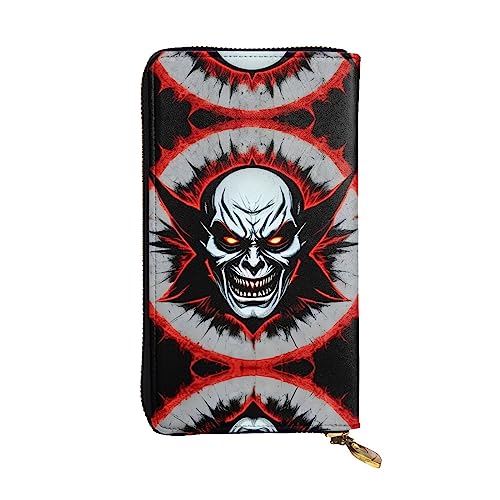 XZDCAL Rot und Schwarz Evil Ghost Modische Leder Lange Clutch Geldbörse für Mädchen und Frauen mit mehreren Fächern, Schwarz, Einheitsgröße, Schwarz , Einheitsgröße von XZDCAL