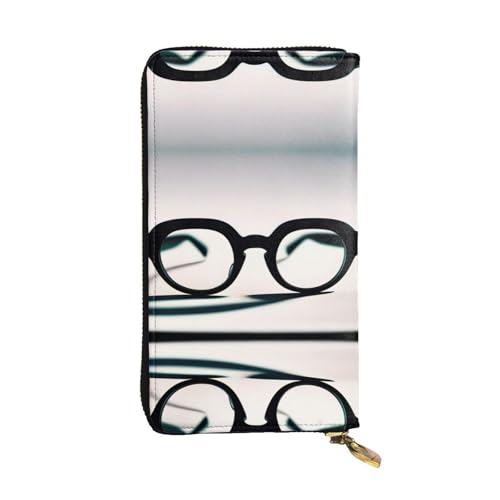 XZDCAL ShadowySpectacles Modische Leder Lange Clutch Geldbörse für Mädchen und Frauen mit mehreren Fächern Schwarz One Size, Schwarz , Einheitsgröße von XZDCAL