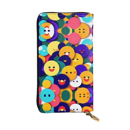 XZDCAL Smiling Face Modische Leder Lange Clutch Geldbörse für Mädchen und Frauen mit mehreren Fächern, Schwarz, Einheitsgröße, Schwarz , Einheitsgröße von XZDCAL