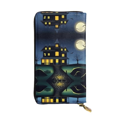 XZDCAL SpookyNight Mode Leder Lange Clutch Geldbörse für Mädchen und Frauen mit mehreren Fächern Schwarz One Size, Schwarz , Einheitsgröße von XZDCAL