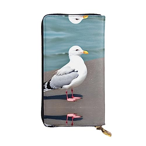 XZDCAL Süße Möwe Mode Leder Lange Clutch Geldbörse für Mädchen und Frauen mit mehreren Fächern Schwarz Einheitsgröße, Schwarz , Einheitsgröße von XZDCAL