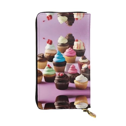XZDCAL Sweet Treats Modische Leder Lange Clutch Geldbörse für Mädchen und Frauen mit mehreren Fächern Schwarz One Size, Schwarz , Einheitsgröße von XZDCAL