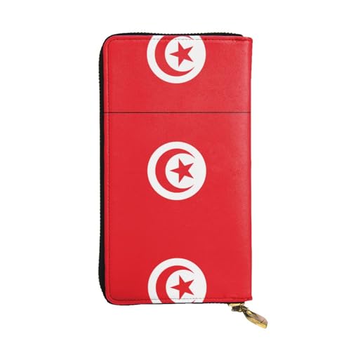 XZDCAL Tunesische Flagge Mode Leder Lange Clutch Geldbörse für Mädchen und Frauen mit mehreren Fächern Schwarz Einheitsgröße, Schwarz , Einheitsgröße von XZDCAL