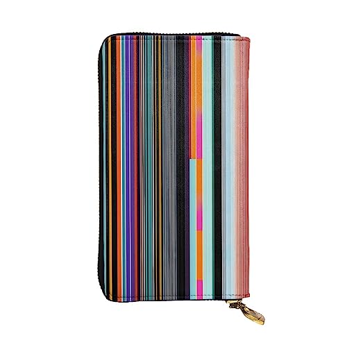 XZDCAL Unregelmäßige vertikale Linien Mode Leder Lange Clutch Geldbörse für Mädchen und Frauen mit mehreren Fächern, Schwarz, Einheitsgröße, Schwarz , Einheitsgröße von XZDCAL
