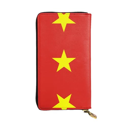 XZDCAL Vietnamesische Flagge Mode Leder Lange Clutch Geldbörse für Mädchen und Frauen mit mehreren Fächern, Schwarz, Einheitsgröße, Schwarz , Einheitsgröße von XZDCAL