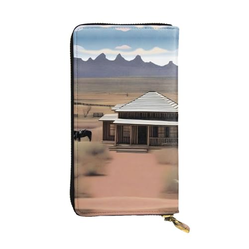 XZDCAL Western Trails Modische Leder Lange Clutch Geldbörse für Mädchen und Frauen mit mehreren Fächern, Schwarz, One Size, Schwarz , Einheitsgröße von XZDCAL