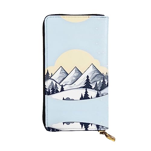 XZDCAL White Snowy Mountains Modische Leder Lange Clutch Geldbörse für Mädchen und Frauen mit mehreren Fächern, Schwarz, One Size, Schwarz , Einheitsgröße von XZDCAL