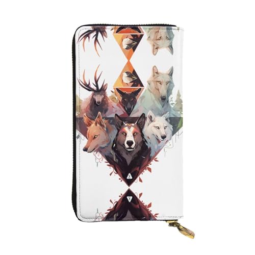 XZDCAL Wölfe und Rentier Mode Leder Lange Clutch Geldbörse für Mädchen und Frauen mit mehreren Fächern Schwarz One Size, Schwarz , Einheitsgröße von XZDCAL