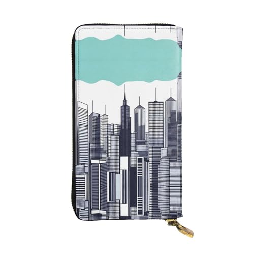 XZDCAL a Cityscape Modische Leder Lange Clutch Geldbörse für Mädchen und Frauen mit mehreren Fächern, Schwarz, One Size, Schwarz , Einheitsgröße von XZDCAL