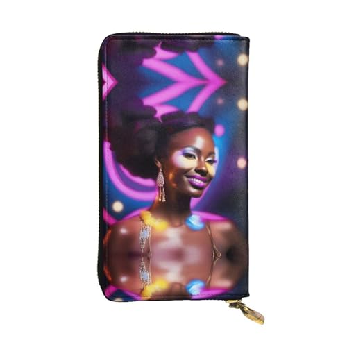 XZDCAL a Performer's Glow Modische Leder Lange Clutch Geldbörse für Mädchen und Frauen mit mehreren Fächern, Schwarz, One Size, Schwarz , Einheitsgröße von XZDCAL