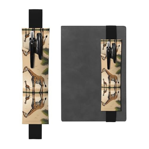 Mutter und Kind Giraffe Verstellbarer Leder-Stifthalter Notizbuch Tagebücher Kalender Tablet Hülle - Gummiband Lesezeichen und Stifthalter von XZDHL