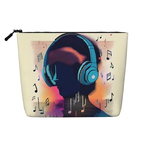 XZDLXJ A Music Vibes Make-up-Tasche mit Reißverschluss, wasserabweisend, Leinenoptik, einlagig, für den täglichen Gebrauch oder auf Reisen, Schwarz, Einheitsgröße, Schwarz , Einheitsgröße von XZDLXJ
