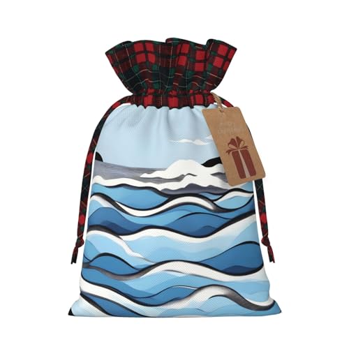 XZDLXJ Jutebeutel mit Kordelzug und kariertem Stoff und Kraftpapieranhänger von XZDLXJ