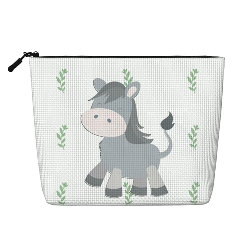 XZDLXJ Smiling Donkey Make-up-Tasche mit Reißverschluss, wasserabweisend, Leinenoptik, für den täglichen Gebrauch oder auf Reisen, Schwarz, Einheitsgröße, Schwarz , Einheitsgröße von XZDLXJ