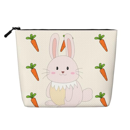 XZDLXJ Smiling Rabbit Make-up-Tasche mit Reißverschluss, wasserabweisend, Leinenoptik, für den täglichen Gebrauch oder auf Reisen, Schwarz, Einheitsgröße, Schwarz , Einheitsgröße von XZDLXJ
