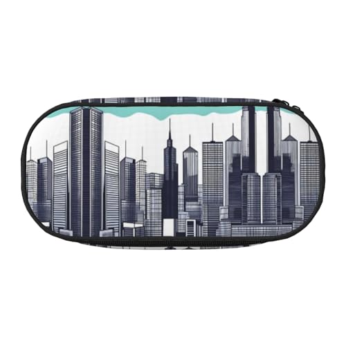 XZDLYY Tragbares, leichtes Federmäppchen mit Stadtbild, Kosmetik-Aufbewahrungstasche für Schreibwaren und kleine Gegenstände von XZDLYY