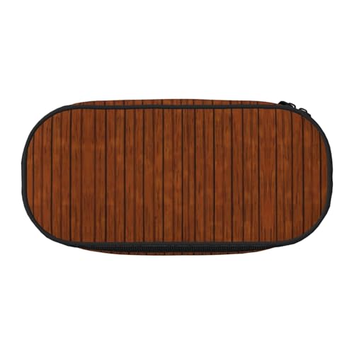 XZDLYY Tragbares, leichtes Federmäppchen mit braunem Holzmuster, Kosmetiktasche für Schreibwaren und kleine Gegenstände von XZDLYY