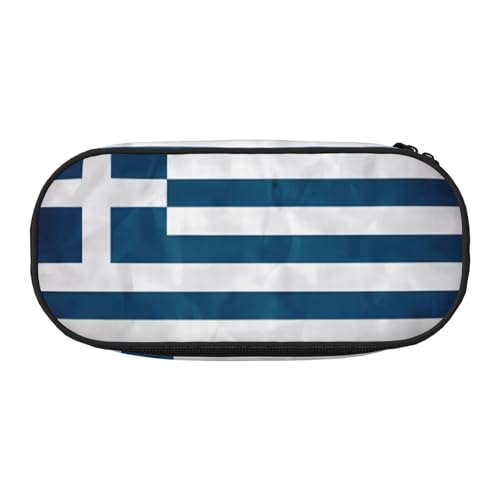 XZDLYY Tragbares, leichtes Federmäppchen mit griechischer Flagge, Kosmetiktasche für Schreibwaren und kleine Gegenstände von XZDLYY