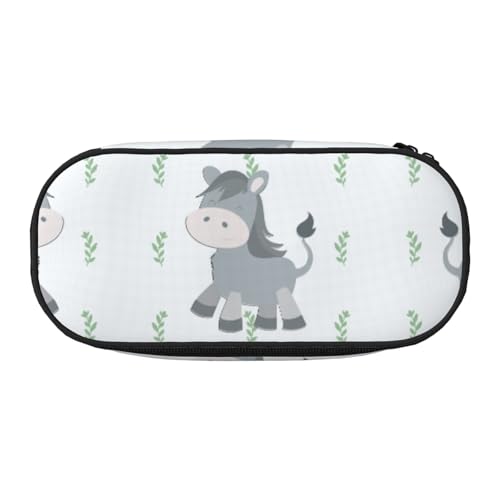 XZDLYY Tragbares, leichtes Federmäppchen mit lächelndem Esel, Kosmetiktasche für Schreibwaren und kleine Gegenstände von XZDLYY