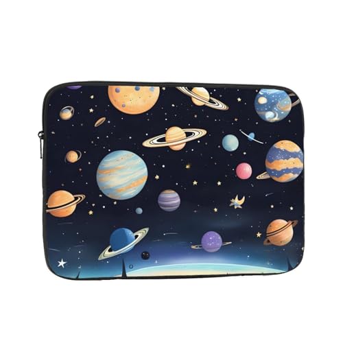 Saturn Jupiter Earth Laptoptasche, praktisch, stoßfest, stilvoller Druck für Geschäftsreisen, Arbeit und Büro, Schwarz , 17 inch von XZDZWK