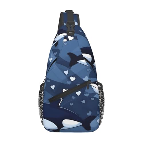 XZDZWK Blue Killer Whale Herren Casual Messenger Bag Large Capacity Durable Suitable for Travel Work Commuting and Outdoor Activities von XZDZWK
