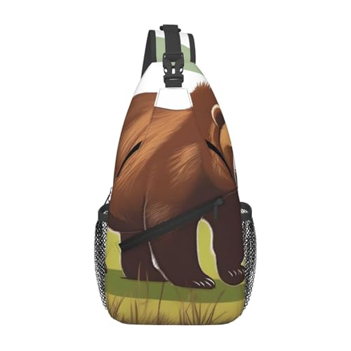 XZDZWK Brown Bear Walking Herren Casual Messenger Bag Large Capacity Durable Suitable for Travel Work Commuting and Outdoor Activities von XZDZWK