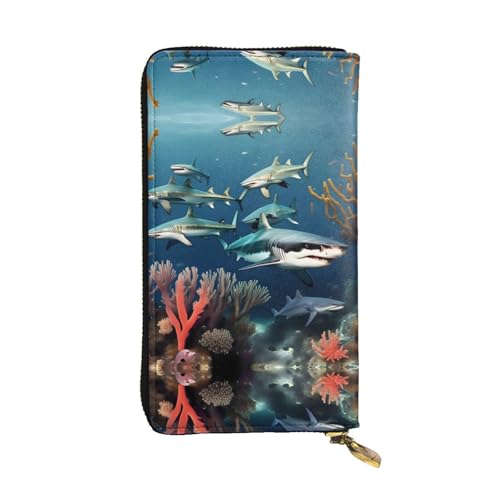 XZDZWK Große Kapazität, Haie unter dem Meer, Handbrieftasche, weiches Material, multifunktionales Design, Anti-Verlust, Privatsphäre von XZDZWK
