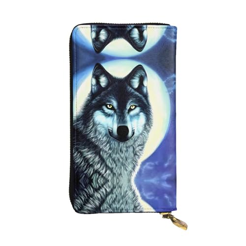 XZDZWK Große Kapazität Wolf Under Moon Handheld Geldbörse Weiches Material Multifunktionales Design Anti-Verlust Privatsphäre Schutz von XZDZWK