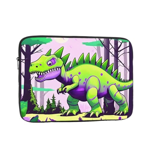 XZDZWK Grüne Dinosaurier-Laptop-Tasche, praktisch, stoßfest, stilvoller Druck für Geschäftsreisen, Arbeit und Büro, Schwarz , 15 inch von XZDZWK