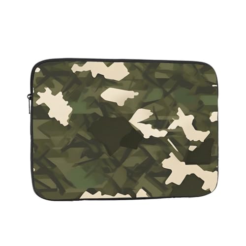 XZDZWK Laptoptasche, Armee-Camouflage, praktisch, stoßfest, stilvoller Druck für Geschäftsreisen, Arbeit und Büro, Schwarz , 13 inch von XZDZWK