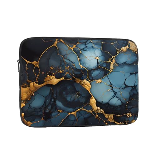XZDZWK Laptoptasche, schwarz, gold, marmoriert, praktisch, stoßfest, stilvoller Druck für Geschäftsreisen, Arbeit und Büro, Schwarz , 13 inch von XZDZWK